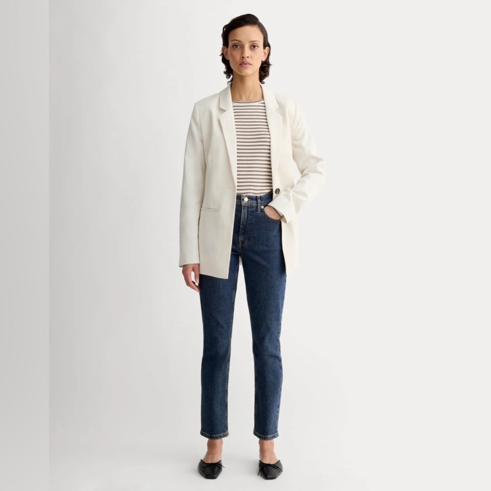 NWT Everlane The Original Cheeky Jean Straight High Waist Stretch Dark Wash 28